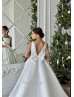 Square Neck Ivory Satin Flower Girl Dress